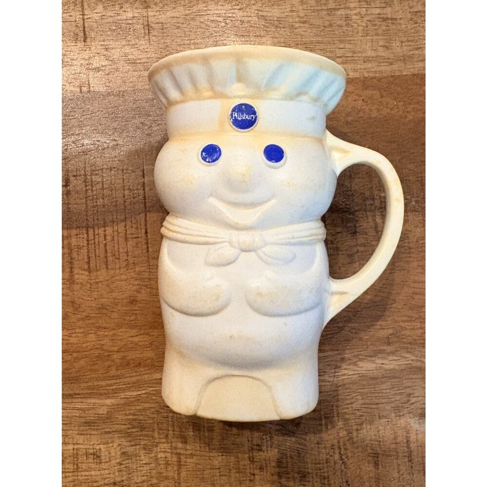 1979 Pillsbury Dough Boy Plastic Drinking Cup Hard Plastic Handled 4.75 High